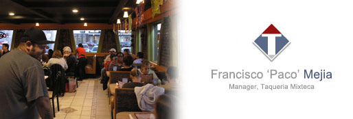 Photo of the manager of Taqueria Mixtecia at his resturant