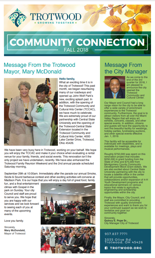 2018 fall newsletter - cover