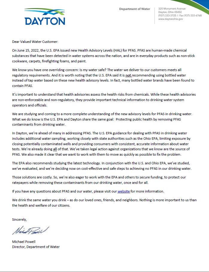 Dayton Water - June Customer Letter
