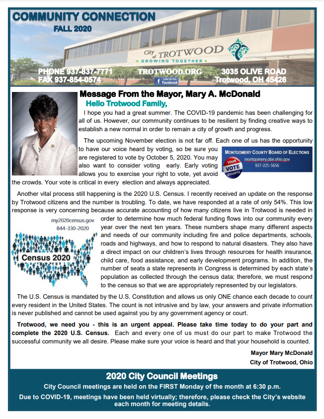 2020 fall newsletter - cover