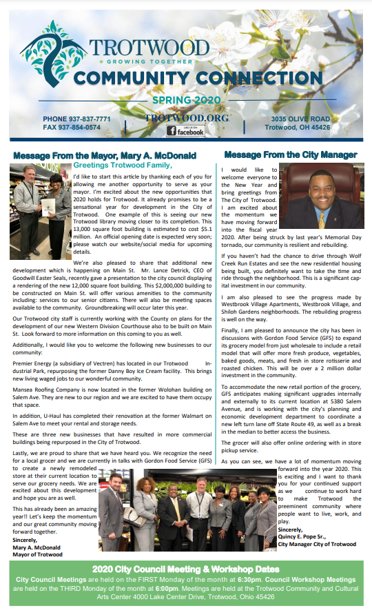 2020 spring newsletter - cover